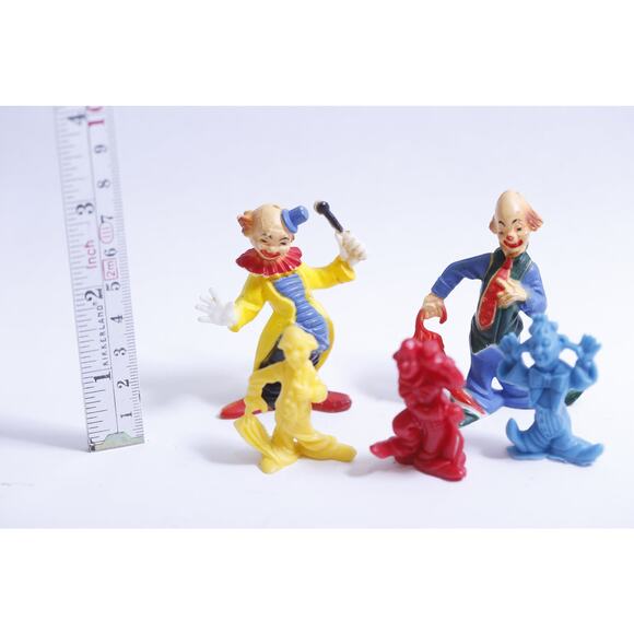 Circus Clowns, PVC Figures, Set of Five, Resin Plastic, Painted, Colorful, - Picture 2 of 2